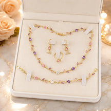 tulip jewellery set, jewellery gift for her, gift for women, luxury jewellery set, women's jewellery set, floral jewellery set, necklace bracelet earrings ring set, premium jewellery gift, elegant jewellery set, jewellery with gift box
