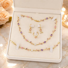 tulip jewellery set, jewellery gift for her, gift for women, luxury jewellery set, women's jewellery set, floral jewellery set, necklace bracelet earrings ring set, premium jewellery gift, elegant jewellery set, jewellery with gift box