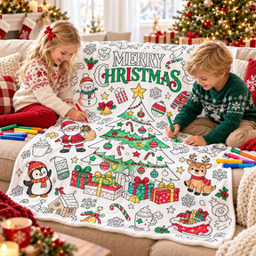 Cosy Canvas™ Christmas Colouring Blanket — 24 Fabric Pens Included