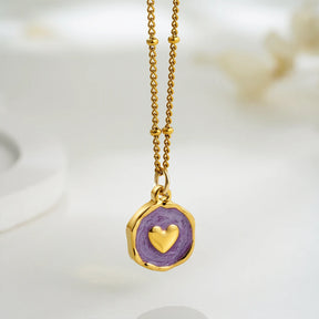 Celeste Talisman Necklace – Heart, Lavender enamel