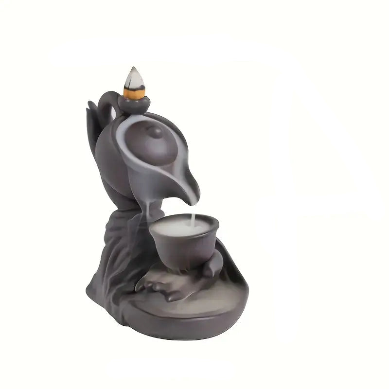 tea kettle incense burner,

backflow incense burner,

ceramic incense holder,

clay incense burner,

smoke waterfall incense burner,

zen incense burner,

meditation incense burner,

home décor incense holder,

aromatherapy incense burner