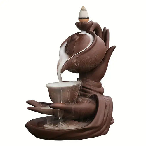 tea kettle incense burner,

backflow incense burner,

ceramic incense holder,

clay incense burner,

smoke waterfall incense burner,

zen incense burner,

meditation incense burner,

home décor incense holder,

aromatherapy incense burner