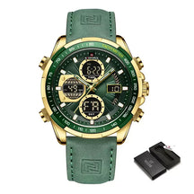 Raventon™ Men’s Chronograph Watch with green dial and green leather strap